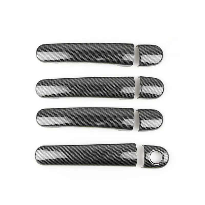 For VW Polo Lupo 2003 2004 2005 2006 ABS Chrome / Carbon Fiber Style Exterior Door Handle Cover Car Accessories Styling Sticker