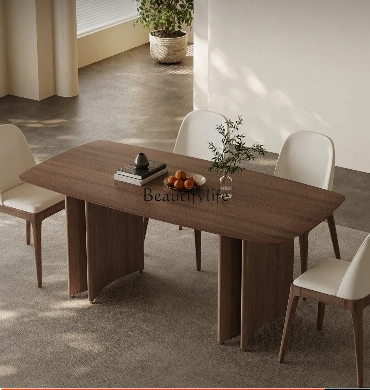 35Japanese-style wabi style dining table Italian minimalist high-end walnut modern rectangular dining table