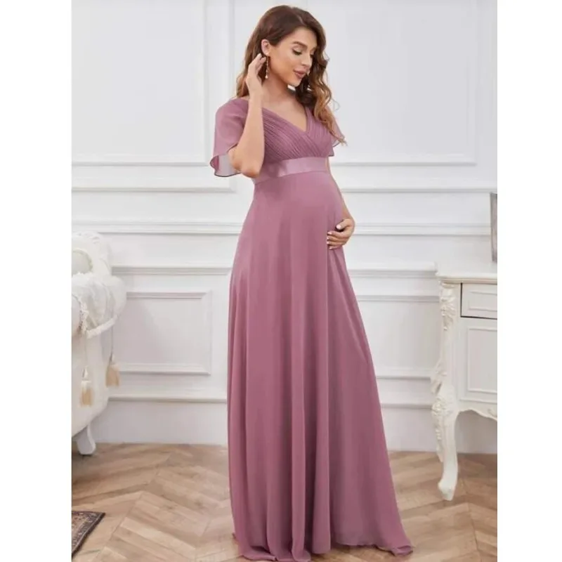 abito-da-sera-grande-in-chiffon-elasticizzato-con-scollo-a-v-doppio-maniche-a-farfalla-e-ampia-gonna-a-balze-ideale-per-maternita-banchetti-e-damigelle