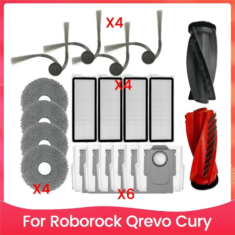 roborock-qrevo-cury-ロボット掃除機用-at21-20pcs-ブラシフィルター、モップクロス、ダストバッグキット-交換部品