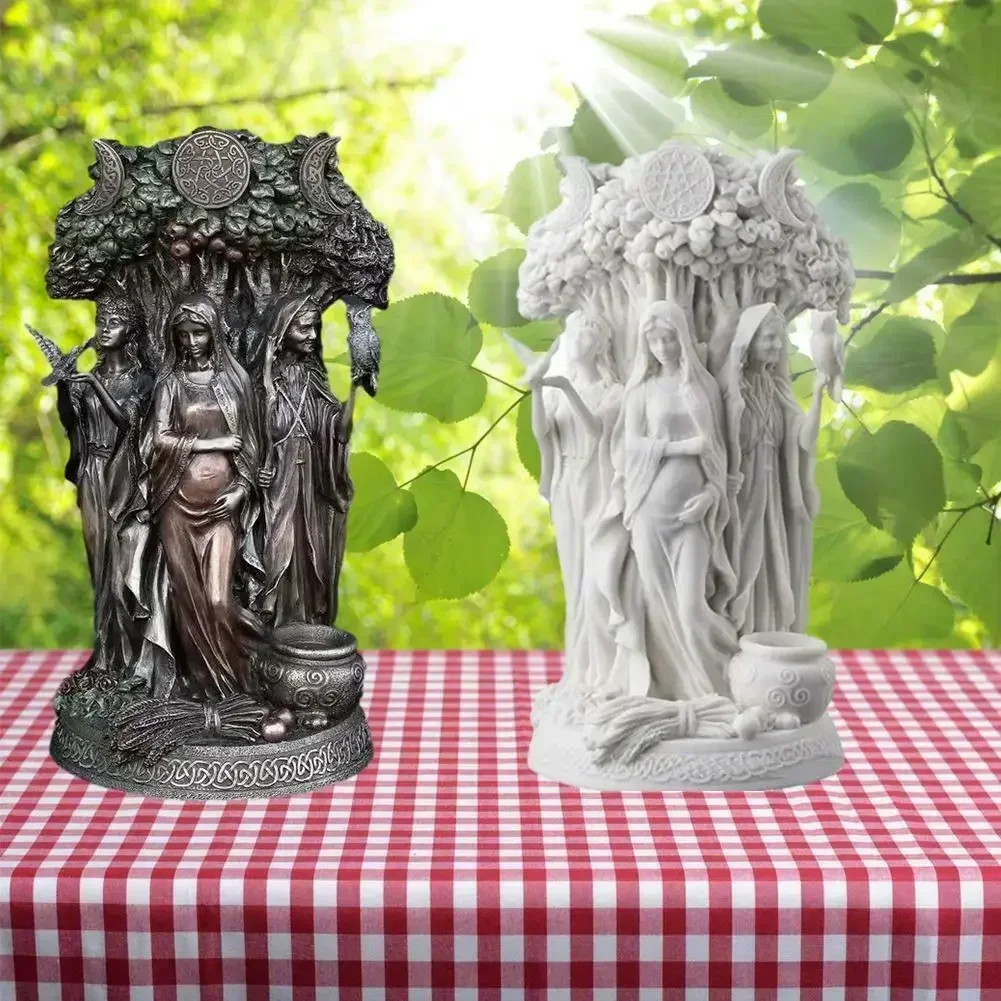 Celtic Goddess Sculpture Park Garden Decoration Ornaments Ancient Greece Three phase Fates Goddess Resin Statue Home Decoration