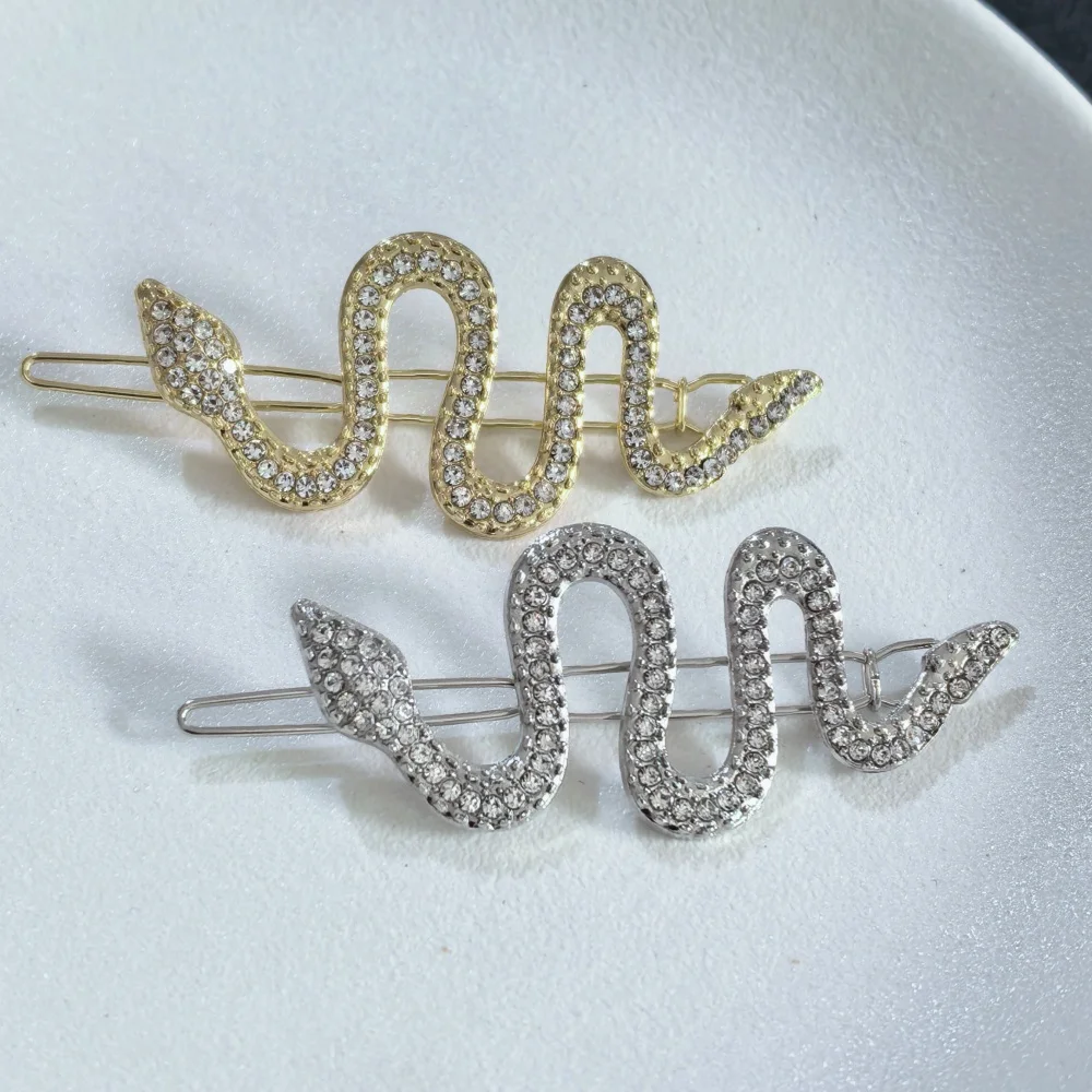 Vintage Schlangen-Haarspangen für Damen, Entenschnabel-Haarklammer mit Strass, Legierung Haarnadeln, Modische Haaraccessoires für Frauen – Detail 10