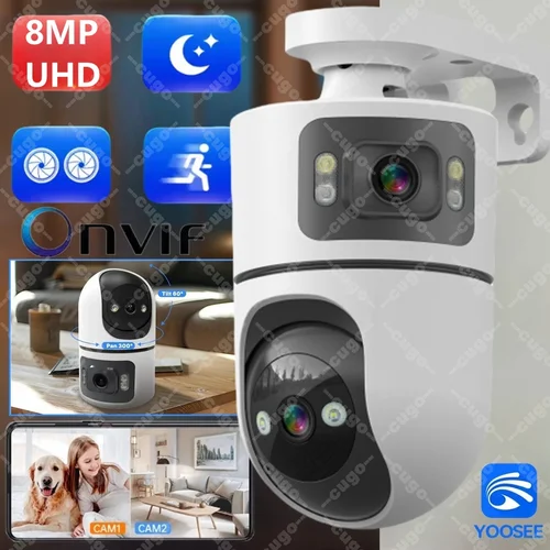 Imagen 1 del producto Cámara IP WiFi de 8MP con soporte ajustable cámaras de vigilancia inalámbricas de seguridad de doble lente Onvif 10X Zoom Monitor de bebé Mini cámara