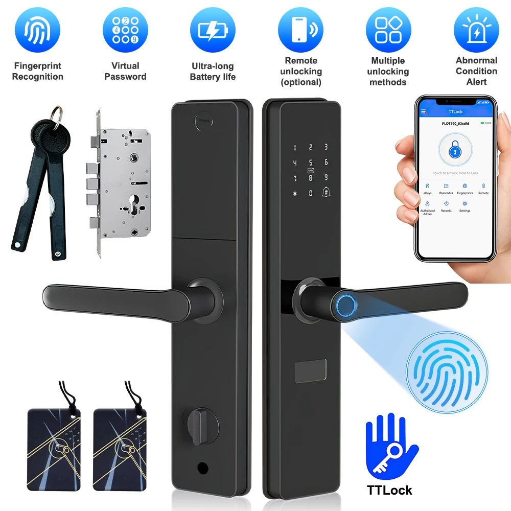Smart Door Lock TTLock App Fingerprint Password RFID Card Remote Unlock 5-in-1 Keyless Entry for Home Office Apartment Security view 2