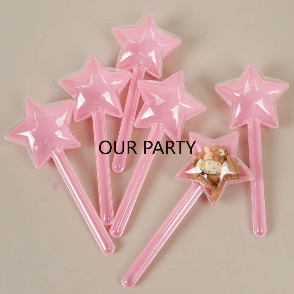 5Pcs Plastic Star Lollipop Shape Candy Boxes Gender Reveal Gift Packing Storage Box for Kids Birthday Baby Shower Party Decor