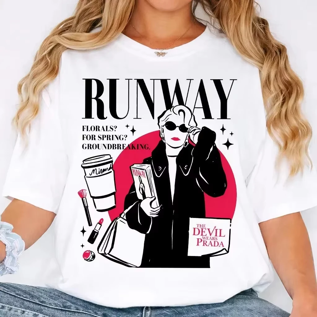 Camiseta Unissex 100% Algodão com Gráficos Miranda do Filme O Diabo Veste Prada 2026, Camisa de Moda Masculina e Feminina de Alta Qualidade para o Verão