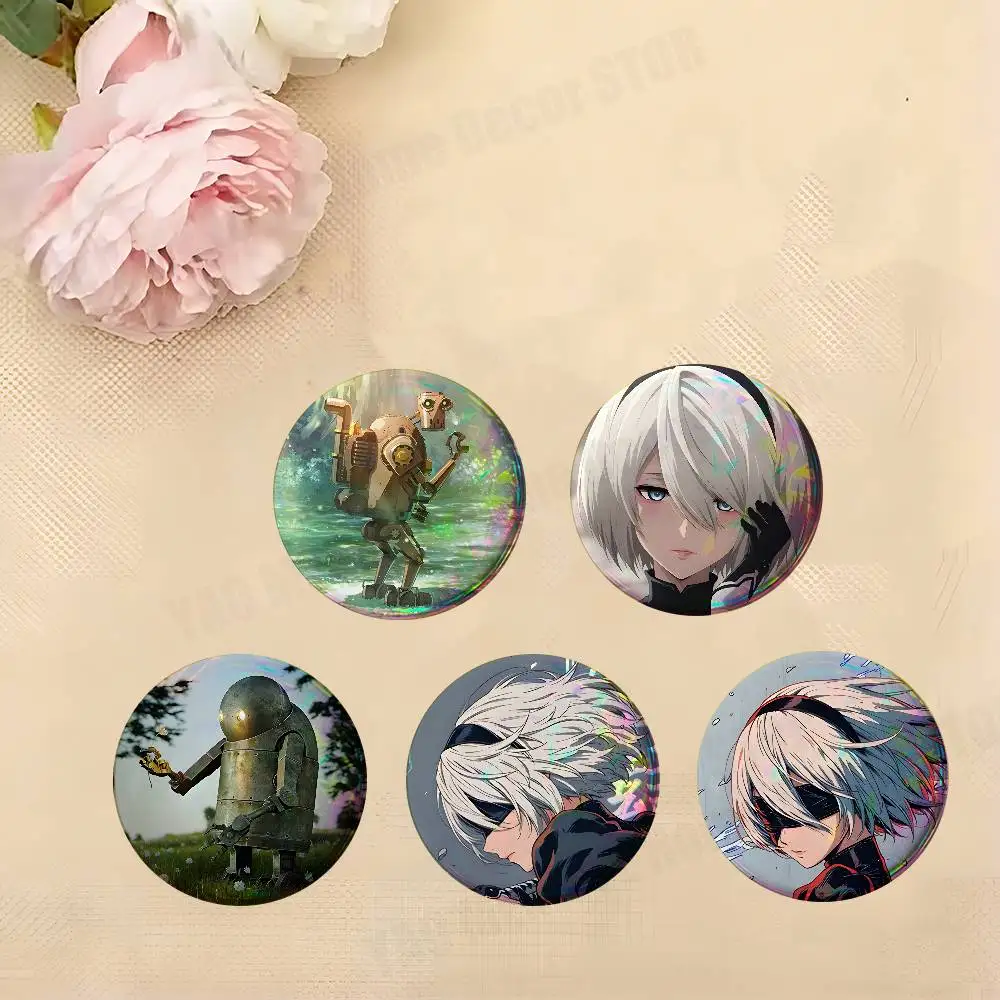 

Nier Game A-Automata Round Enamel Pins Cartoon Brooches Stylish Ornament Badge for Backpack Accessorys Gifts
