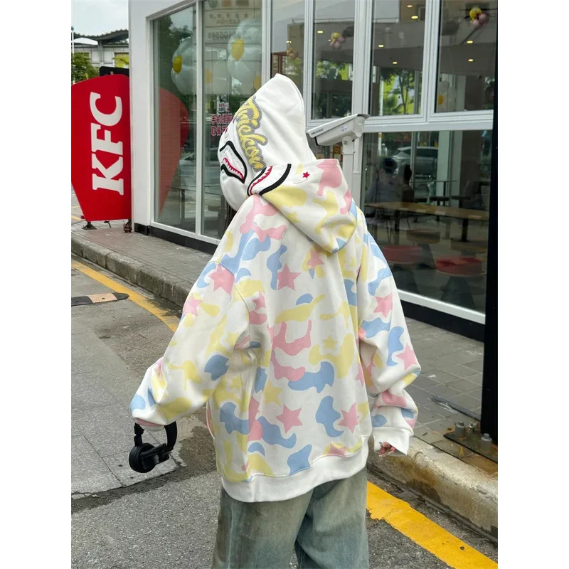 

★Halloween Cosplay Costume 100%pure cotton Women Retro Hip Hop Trendy Hoodie Camouflage Sweatshirt =♥ All corners of the country
