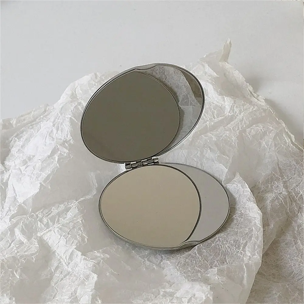 Stainless Steel Makeup Mirror Hand Pocket Double-sided Cosmetic Mirror Mini Small Various Shapes Folding Mirror Women Girls