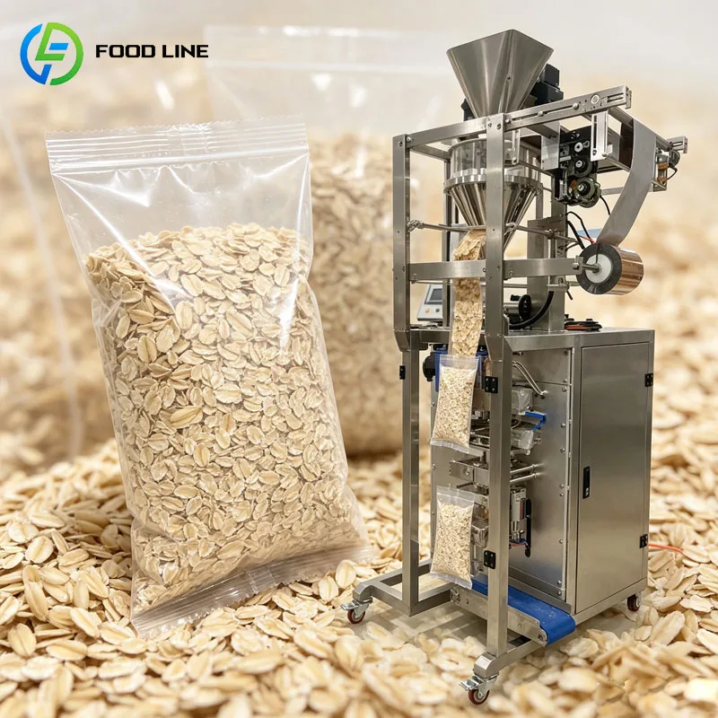 Máquina de envasado VFFS para avena, cereales, hojuelas de maíz, granola, grano de desayuno, sistema vertical de llenado y sellado, personalizable