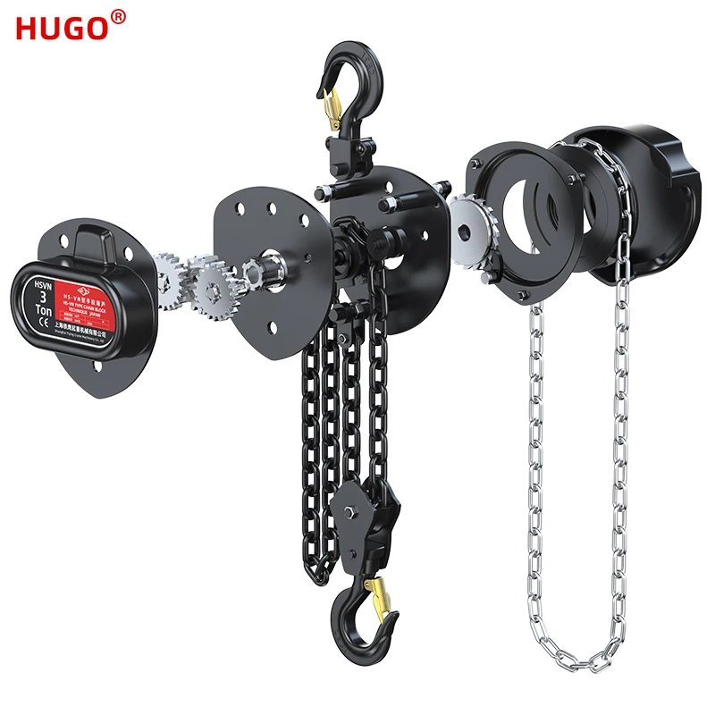 HUGO Chain Hoist Triangle Manual Operated Crane 1/2/3/5/7/10 Ton Hand Hoist For Lifting Upgraded Chain Block