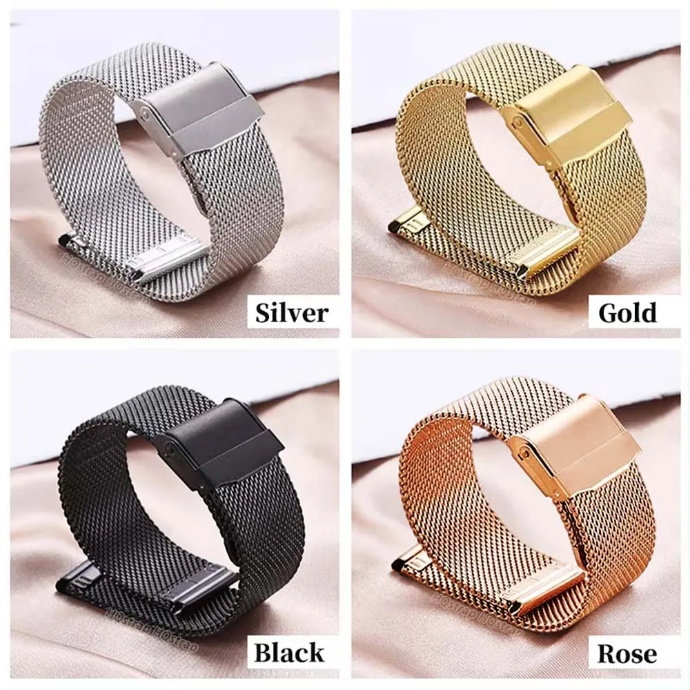 Correa milanesa de liberación rápida 18mm 20mm 22mm 12mm 14mm 16mm 17mm 19mm 21mm 24mm pulsera Universal 0,6 malla de acero inoxidable