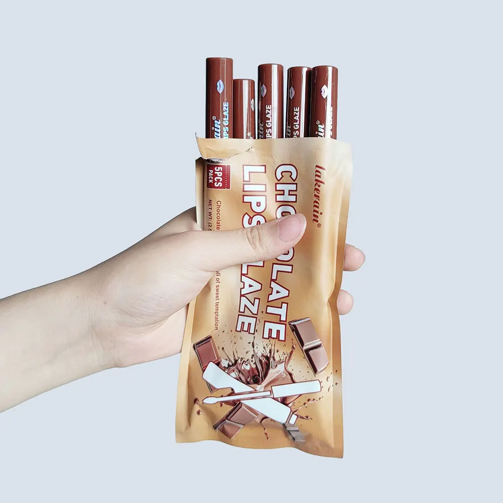 5 pezzi di smalto per labbra marrone opaco caffè rossetto balsamo per labbra set di lucidalabbra al cioccolato, trucco per labbra smalto opaco, effetto naturale, di lunga durata