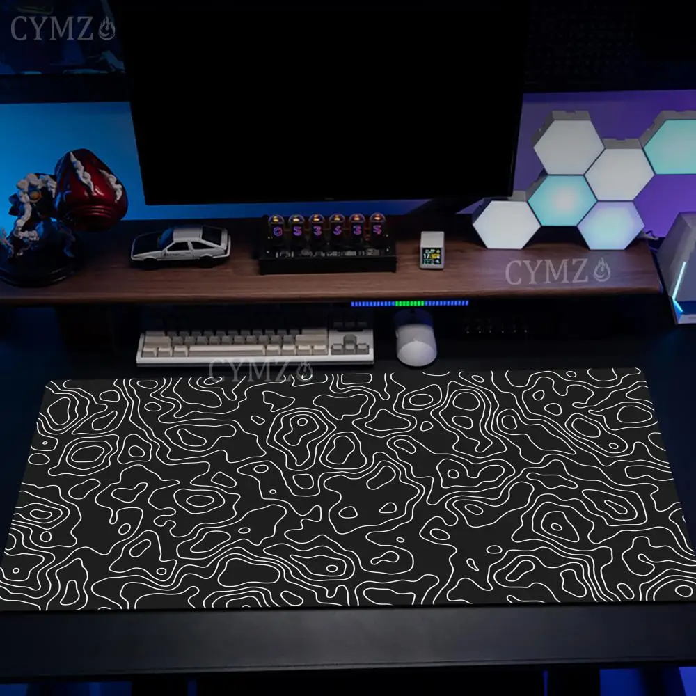 Gradient Art Line Pattern großes Mauspad, Schreibtischunterlage, rutschfest, langlebig, genähter Rand, PC-Zubehör, Gaming-Mauspad, Tapis Souris