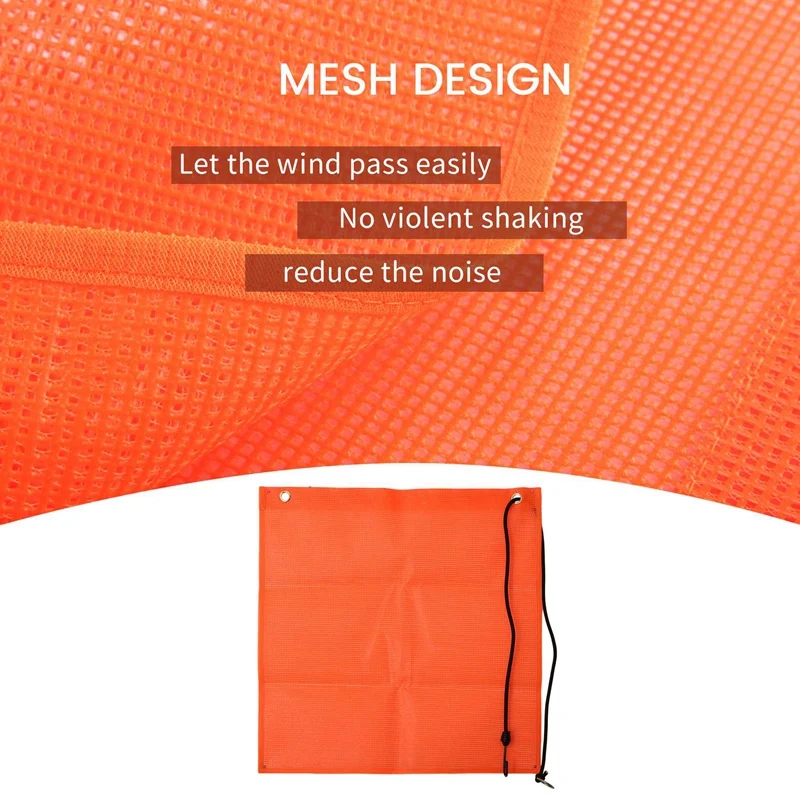 4Pcs 18X18 Inch Mesh Safety Flags Orange Warning Flag Bungee Safety Flag Good Visibility Weatherproof Flag With Grommets