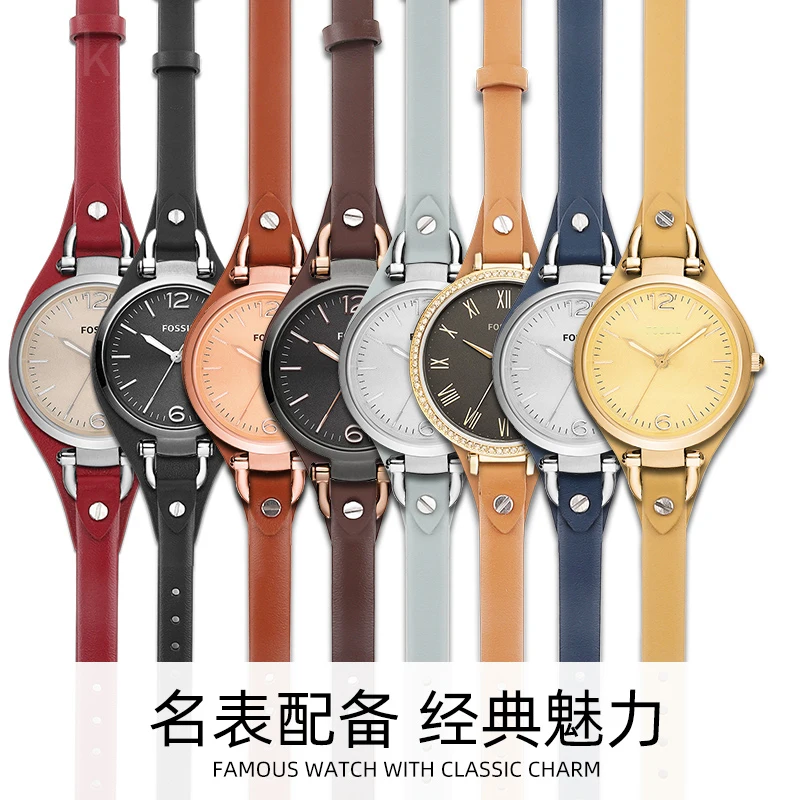 Fossil Watchbands Female Cowhide Genuine Leather 8mm Wrist for Women Es3262 Es3060 Waterproof Breathable Watch Strap