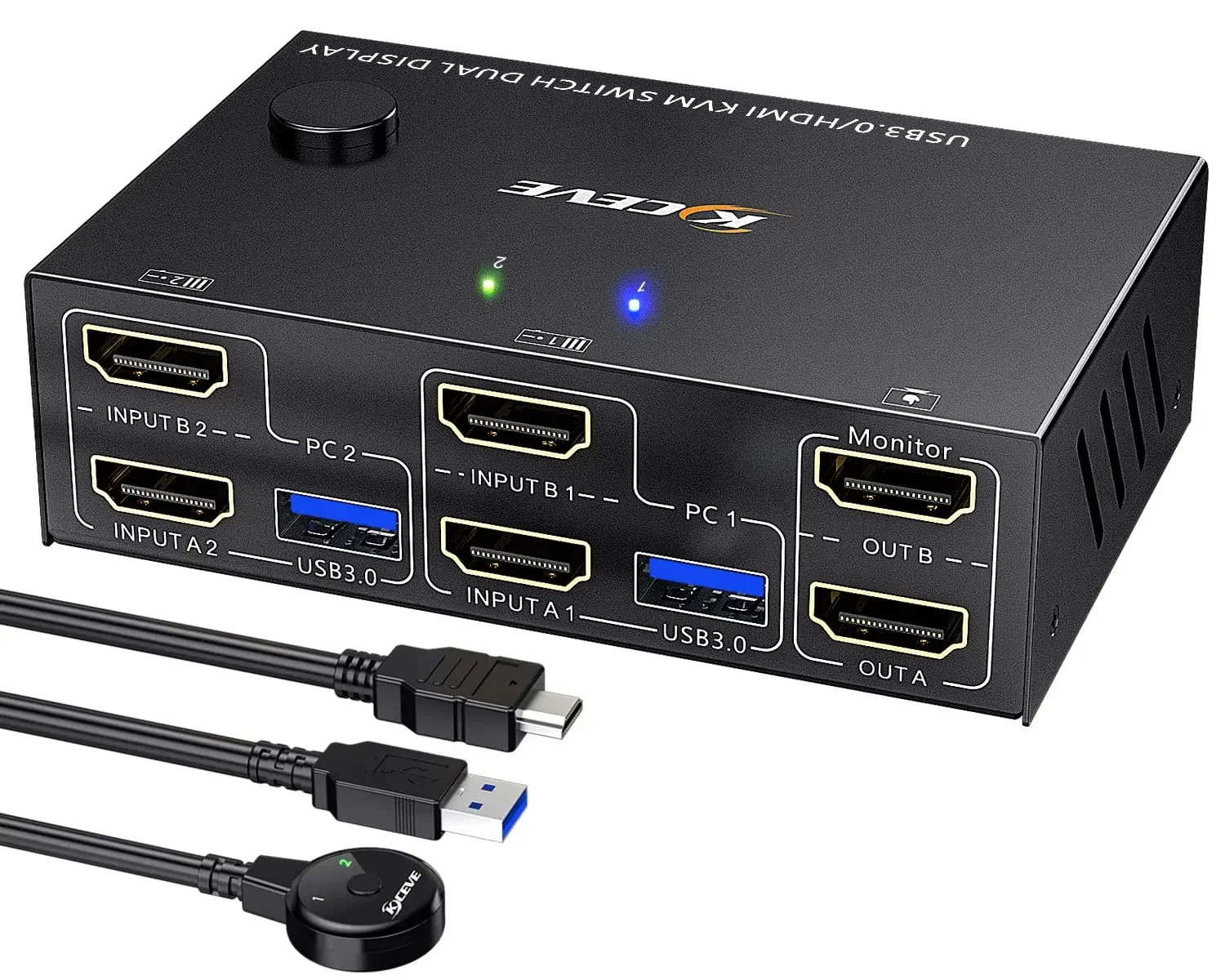 Imagem -02 - Usb 2.0 Dual Monitor Kvm Switch Simulação Edid Hdmi Extended Display Switcher para Computadores Compartilhar Monitor Duplo