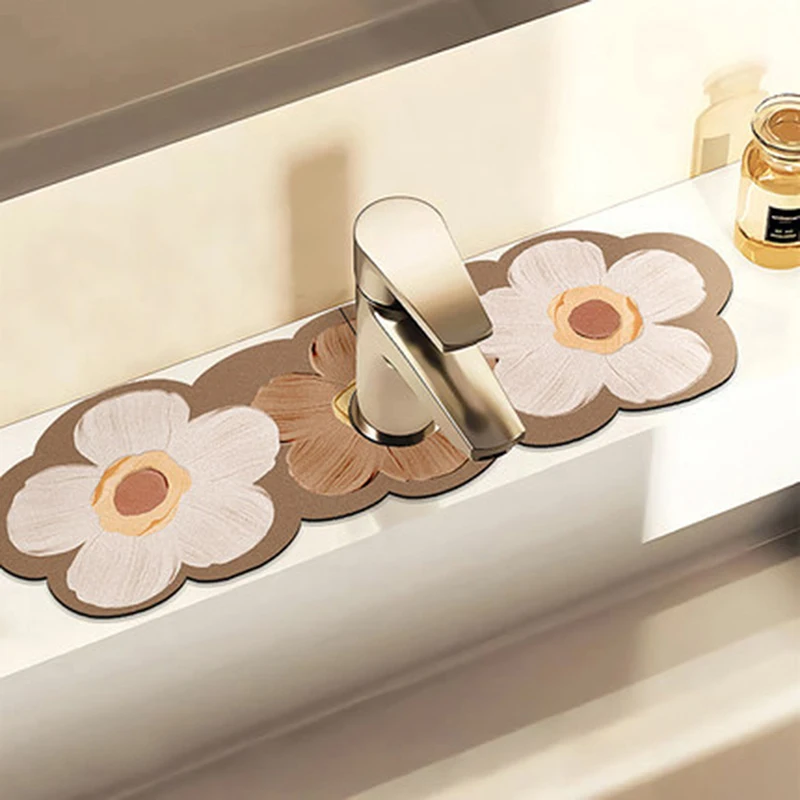 1 PC Classic Sink Faucet Drain Pad Table Mat Toilet Diatom Mud Absorbent Non-slip Anti-mildew Mat for Kitchen Countertop Dining