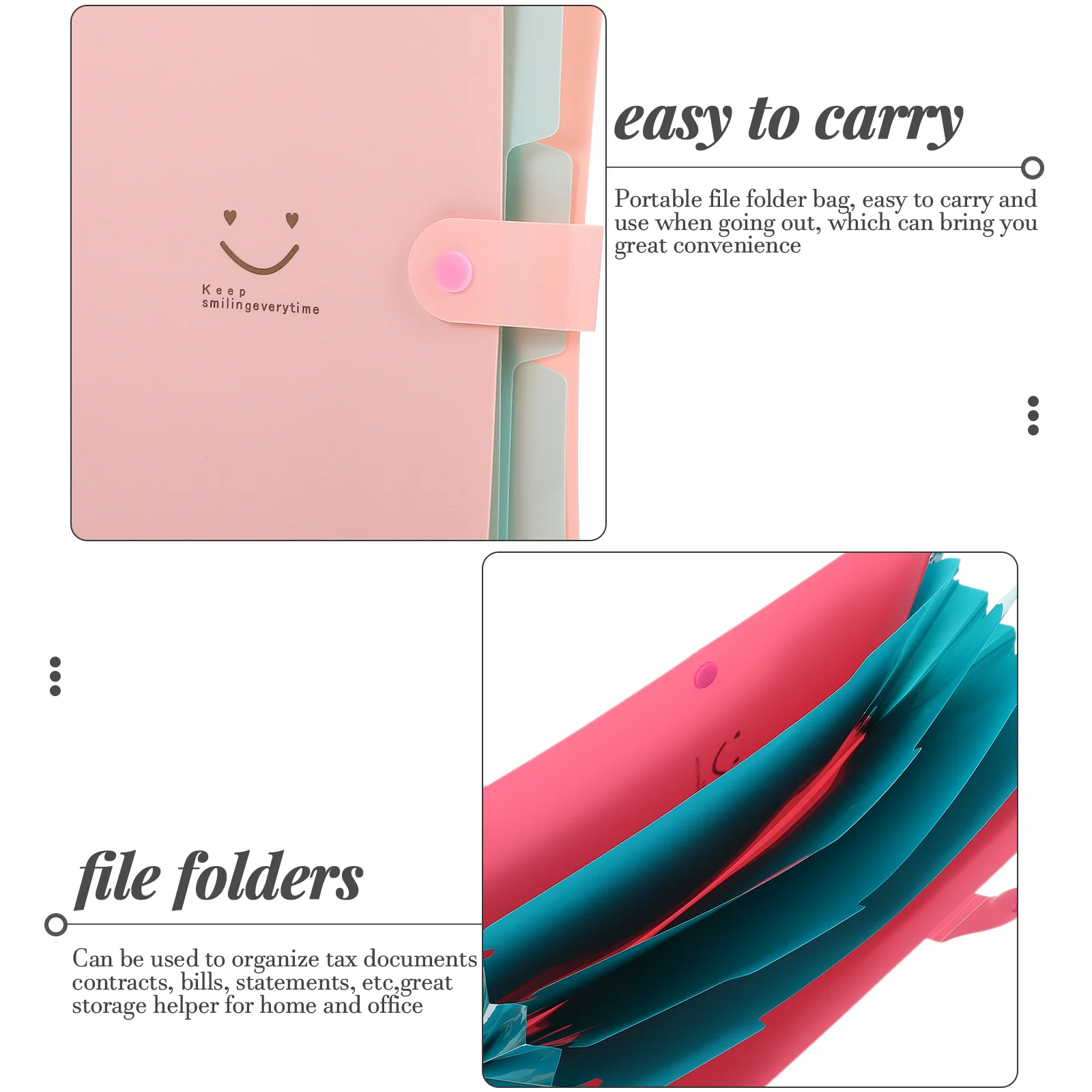 

2pcs Stationery Document Organizer Premium Folders Portable Accordion Folder for Tax Contracts Bills Home Office Use Light