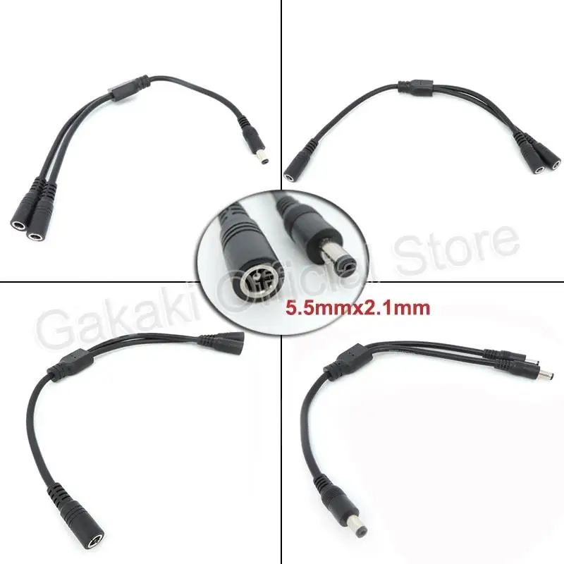 Cavo Splitter di alimentazione cc da 30cm maschio femmina a 2 maschio 2 femmina adattatore per spina 5.5mm x 2.1mm cavo di prolunga per connettore