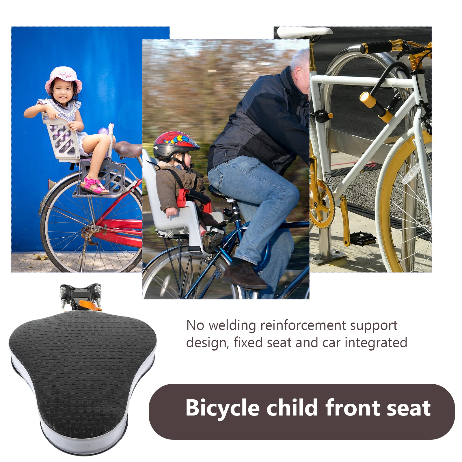 

Children Foldable Thickened Rear Support Preposed Safety Seat For Kids Electrombile Front Bike Seat Breathable Durable