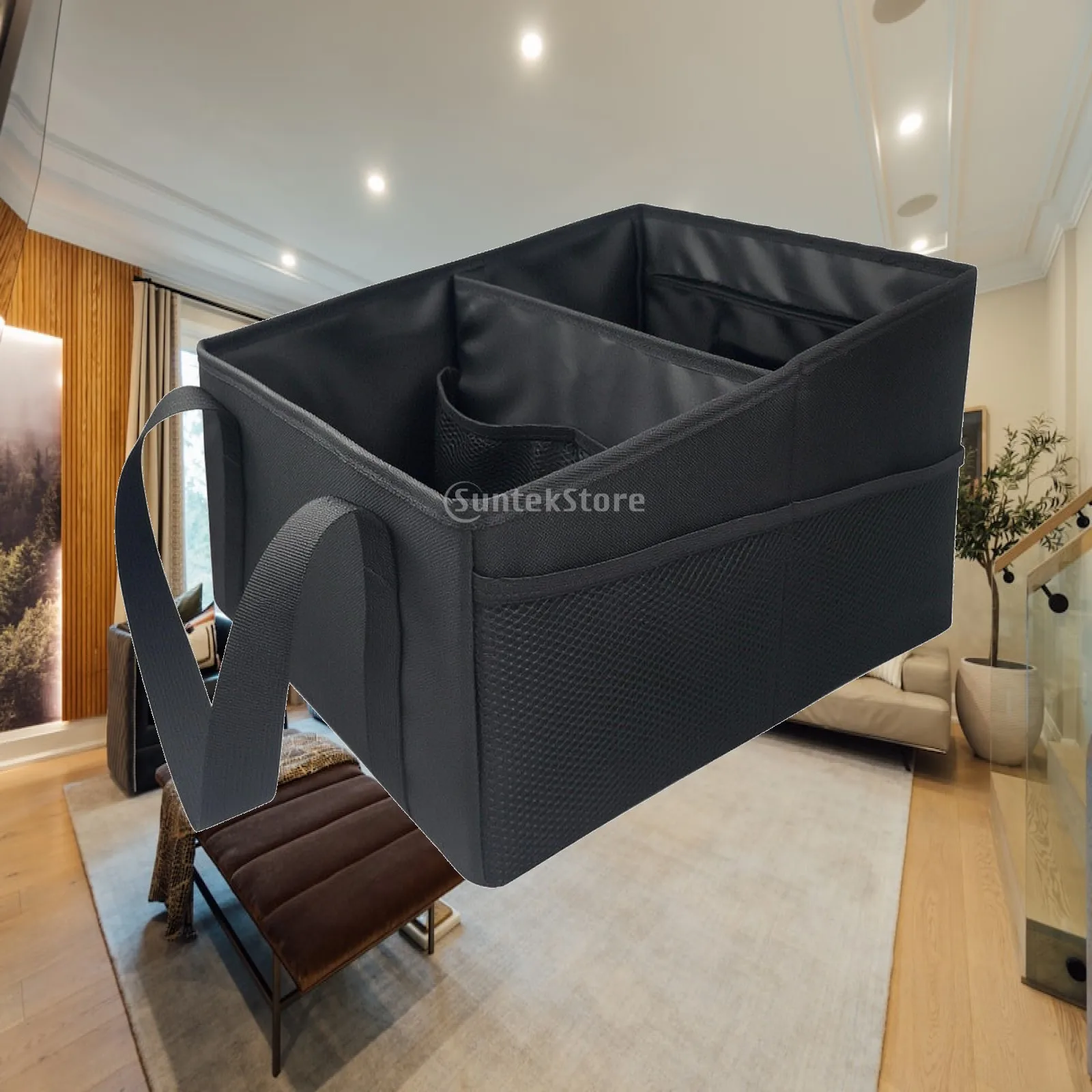 Car Seat Organizer Lightweight Foldable Car Organizer with Removable Divider Automotive Storage Box Wear-Resistant