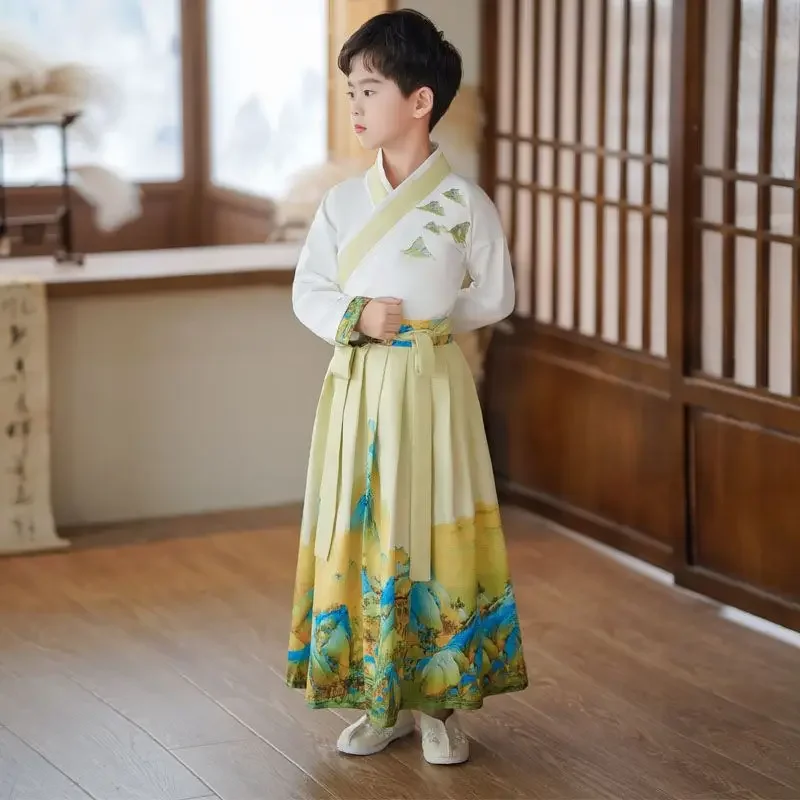 Robe Hanfu chinoise pour garçons et filles, costume de nouvel an pour enfants, costume de carnaval des Prairies, ensemble de cs