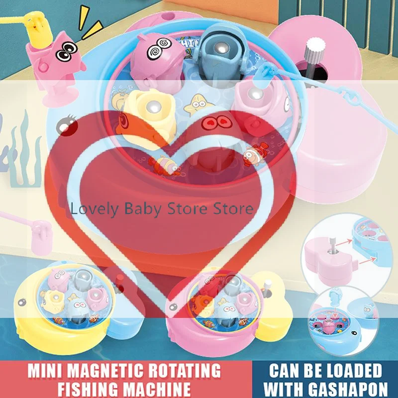 【BS】Mini Magnetic Rotating Fishing Toy With Cute Cartoon Design And Gachapon Function Perfect For Kids Family Play Gifts
