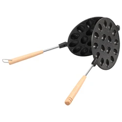 Walnut Cookie Mold with Wood Handle 16 Holes Walnut Cookie Maker Nonstick Oreshki Mold Maker Efficient Pastry Nut Cookies Mold