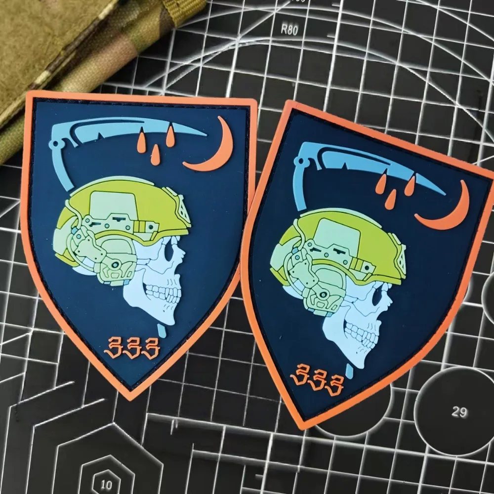 

High Quality 3D Rubber PVC Patch Russian Skull Observer Tactics Morale Badge Death Sickle Military Backpack Patches for Clothing