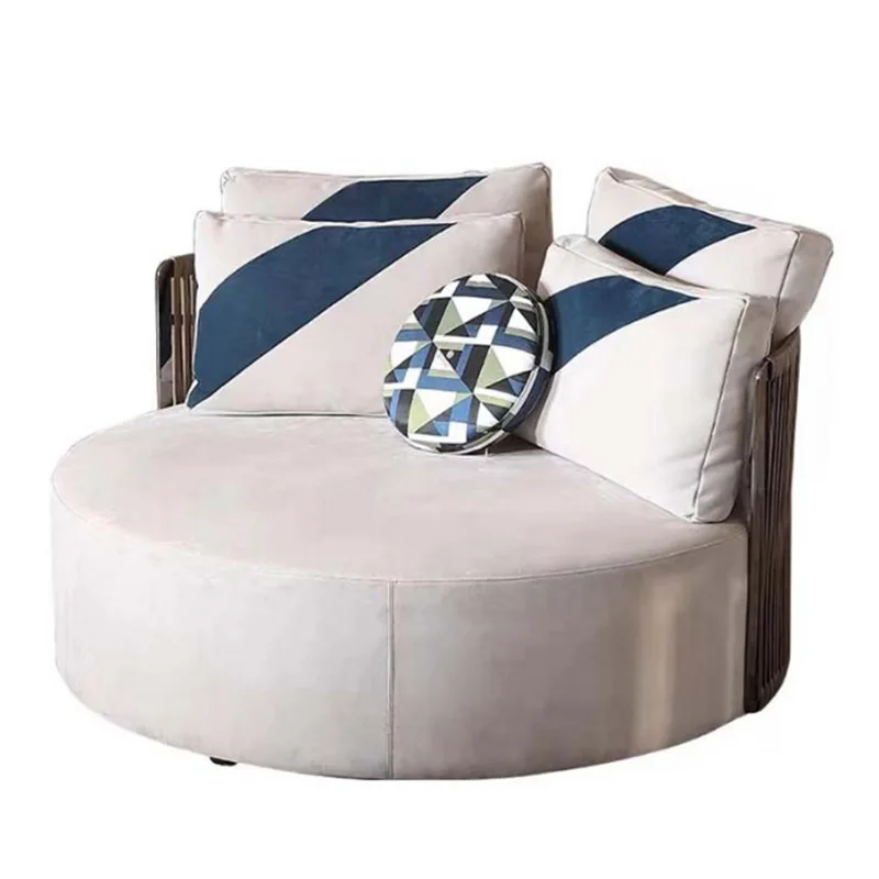 Creative round sofa designer small apartment living room cream wind light luxury curved lazy round sofa