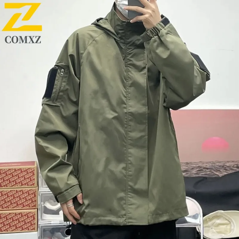 

COMXZ 2025 Мужская куртка Модная классическая куртка для кемпинга, путешествий, пешего туризма, горной спецодежды, куртка с капюшоном, повседневное модное дышащее пальто