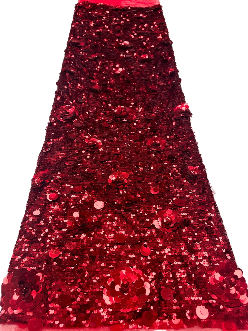 2026 High-Quality Sequins Lace Fabric 3D Applique Embroidered Tulle for Fashion Show African Nigerian Style Shining Materials