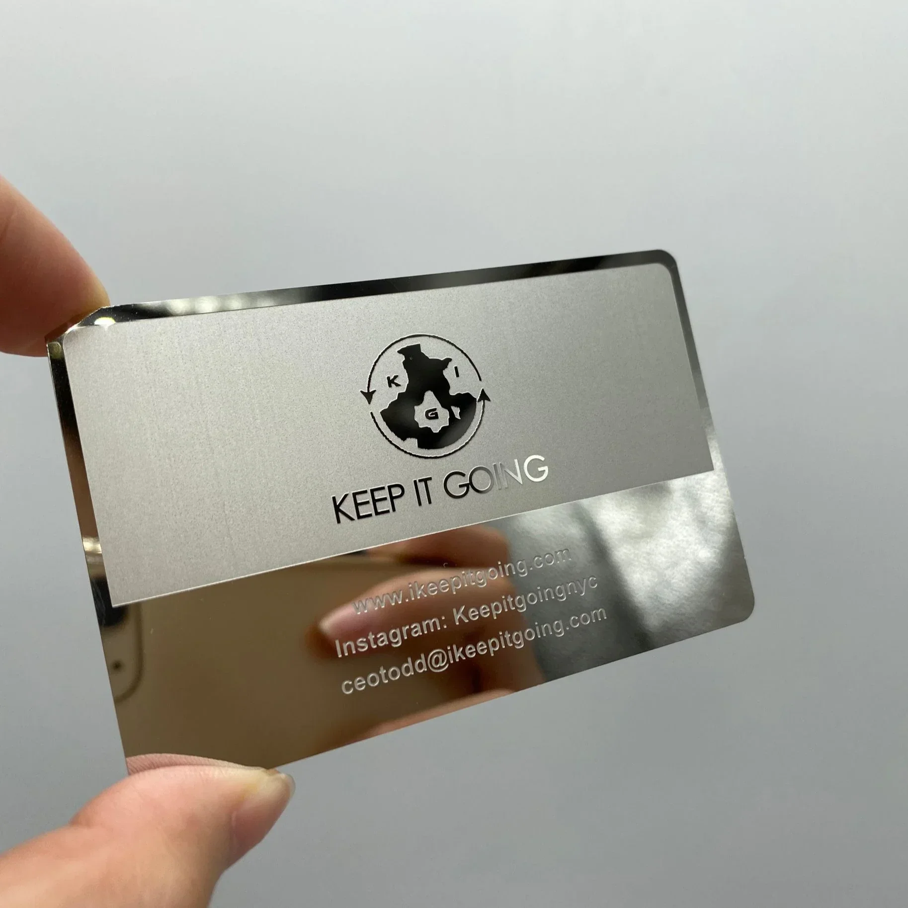 

Бизнес-металлические карты DU Silver Mirror из нержавеющей стали