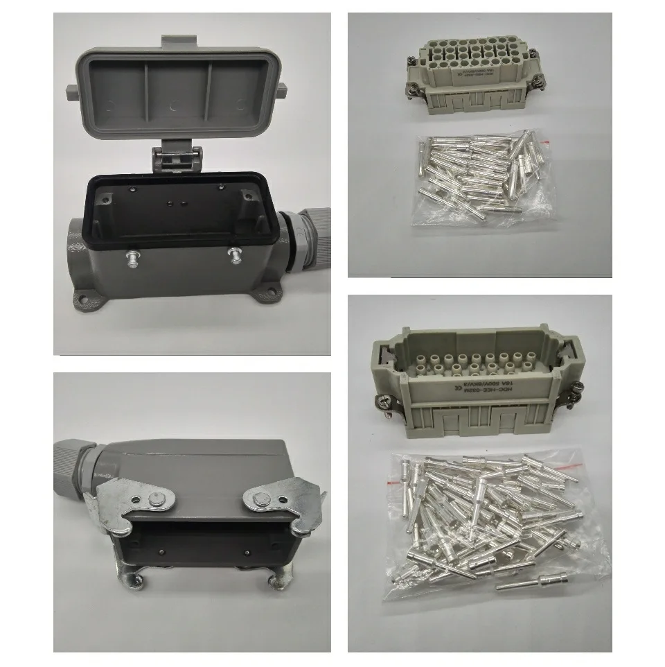 Heavy duty connector rectangular aviation plug 32 core industrial waterproof hot runner mold connector HDC-HEE-32