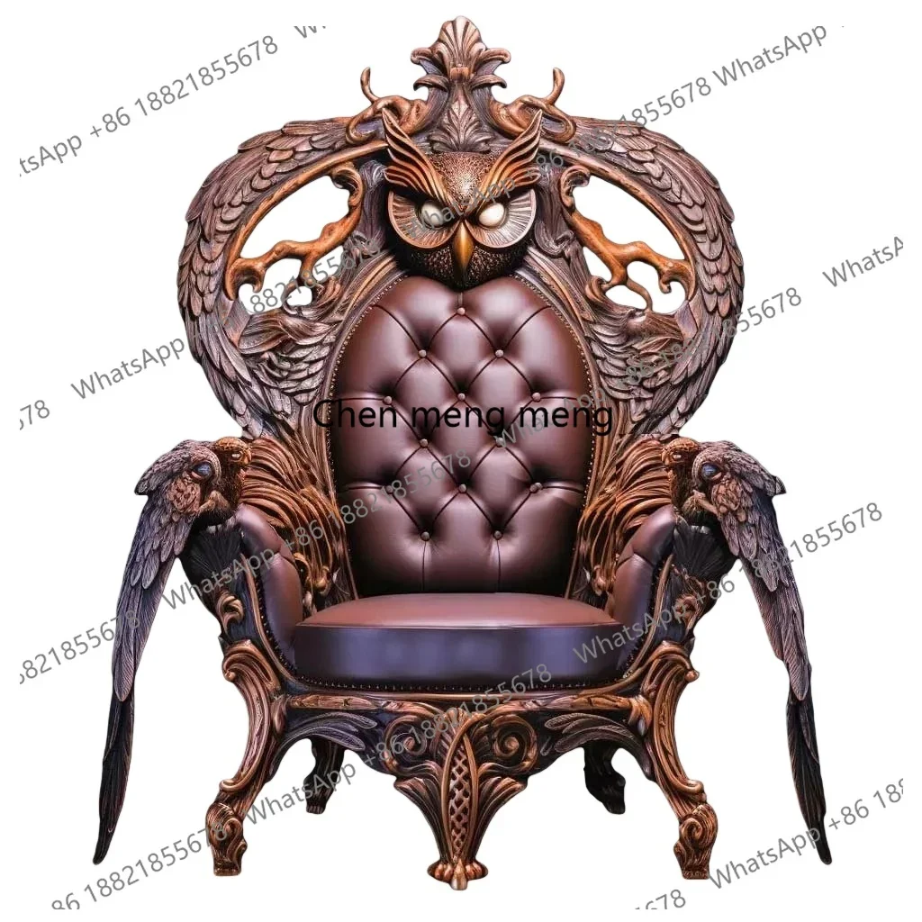 Villa luxury aisle living room furniture solid wood carving flower entrance chair owl totem chair image chair