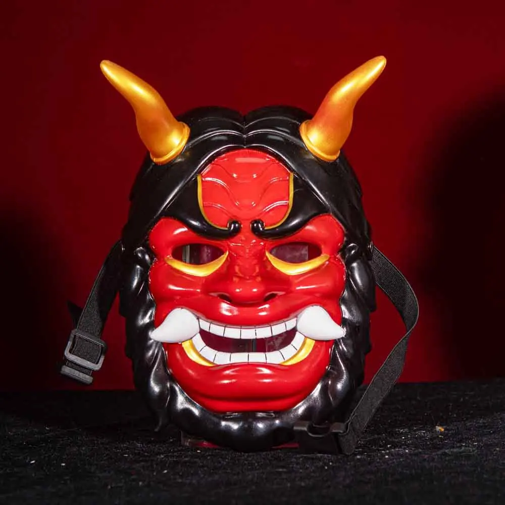 Japanese Demon Prajna Ninja Mask Cosplay Oni Samurai Kabuki Hannya Half Face Masks Halloween Carnival Party Costume Props Gifts