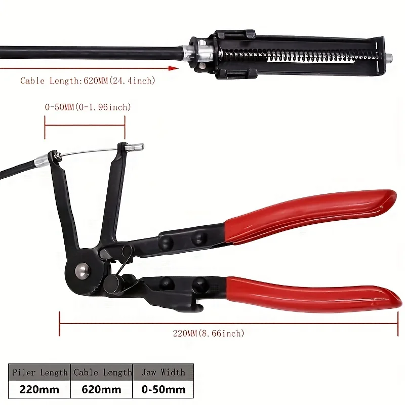 Alicates de sujeción Abrazaderas de manguera flexibles Tipo de cable Cable flexible Abrazaderas de manguera largas para automóvil Paquete de manguera recta Herramientas de reparación de automóviles