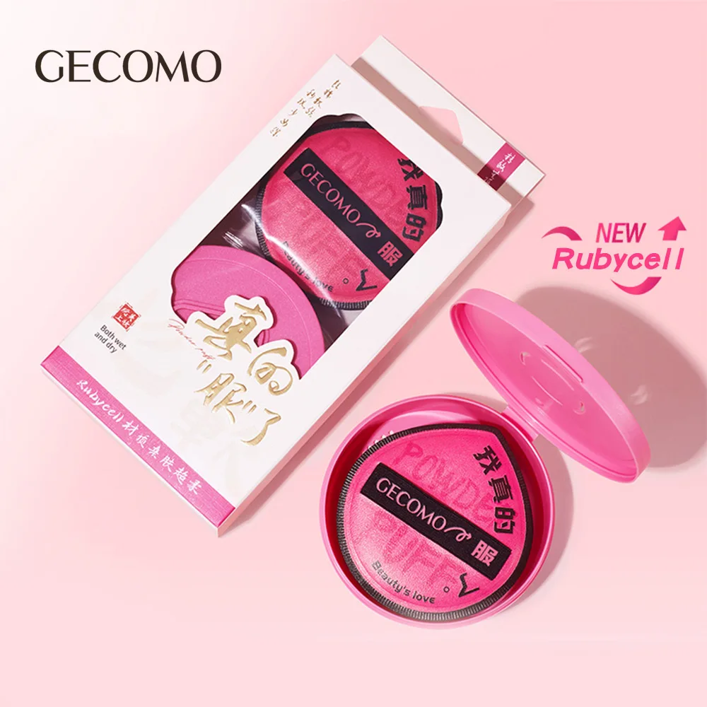 GECOMO-厚手のマシュマロパウダーパフセット,ダブルユース,水滴の形,柔らかいスポンジ,メイクアップエアクッション,ウェットとドライのセット