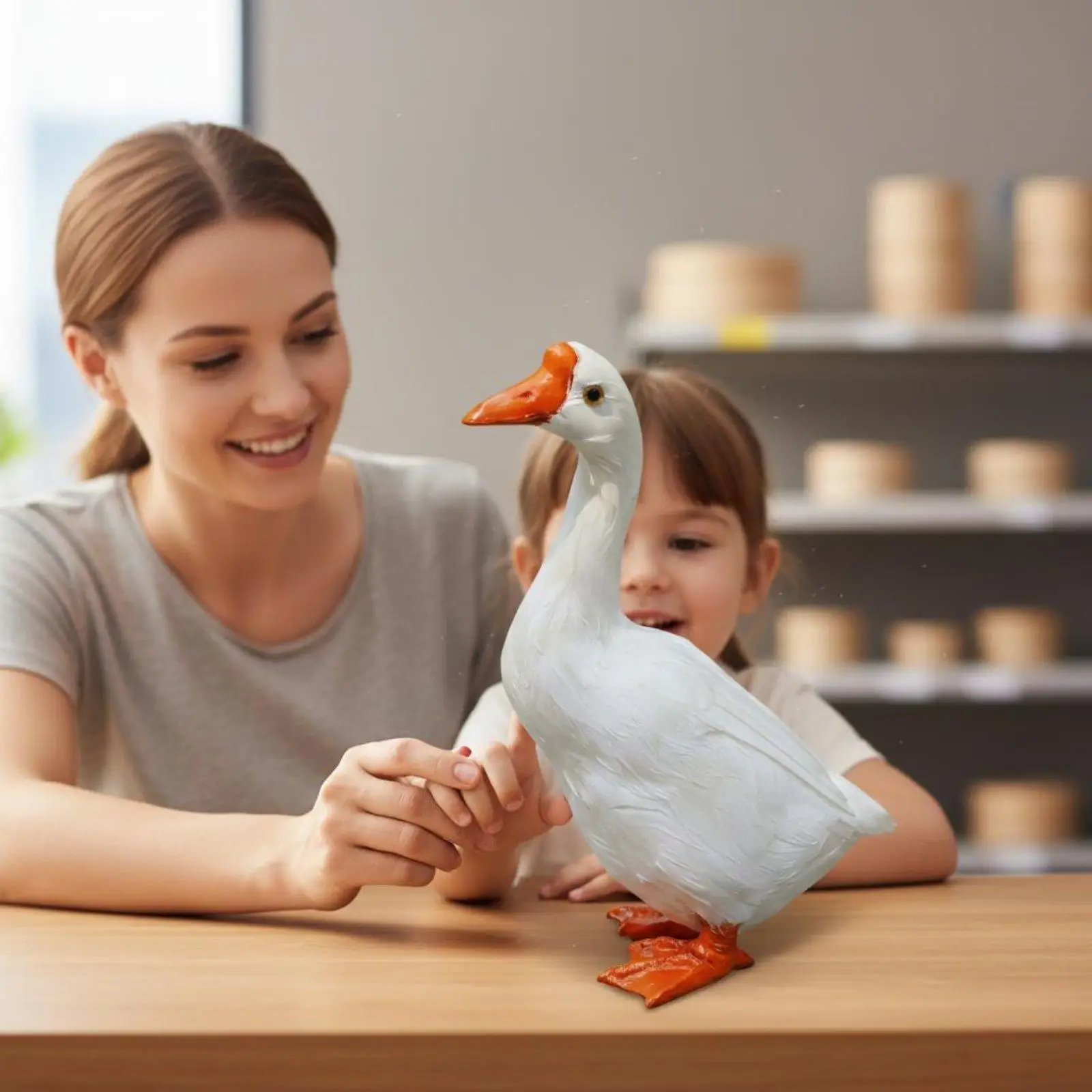 Feathered Goose Decoration for Shelves Mantels Nature Themed Home Accent and Bird Lover Gift