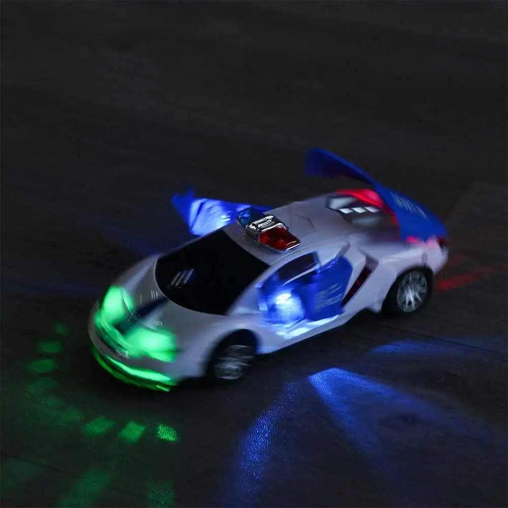 360 Rotation Electric Police Car Flashing Light LED Light Police Car Toy Glowing Interesting Electric Toy Car Educational Toys