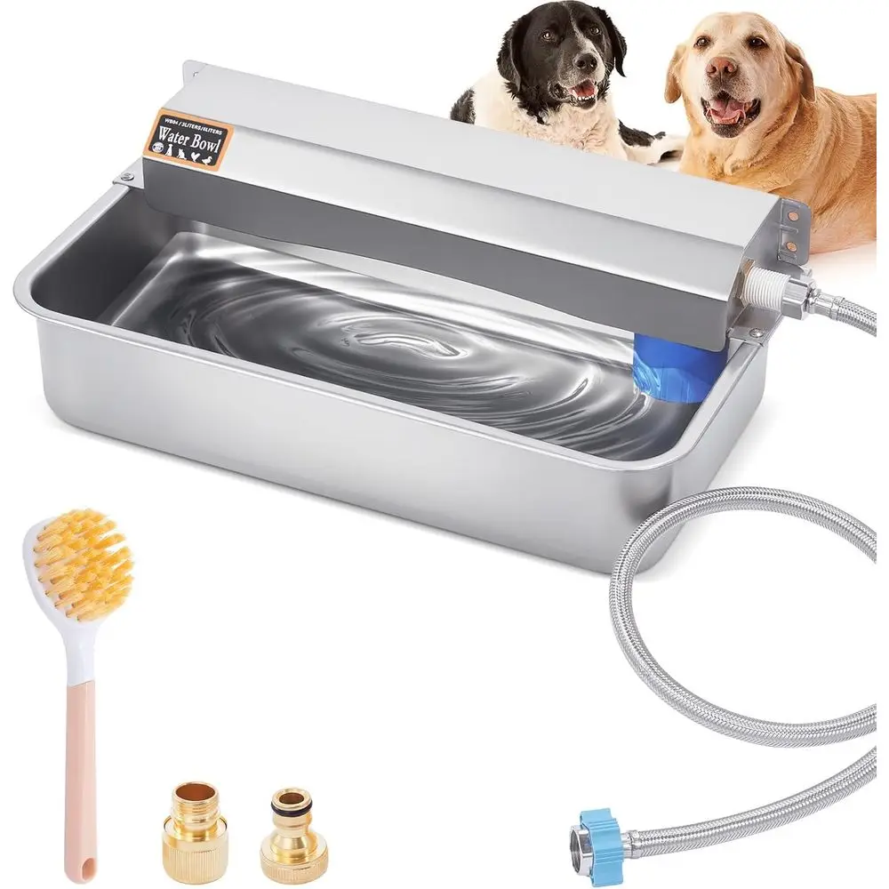 

Automatic Water Dispenser for Dog, 6L Dog Water Bowl Dispenser, Large Stainless Steel Indoor/Outdoor Water Feeder Suitable for D