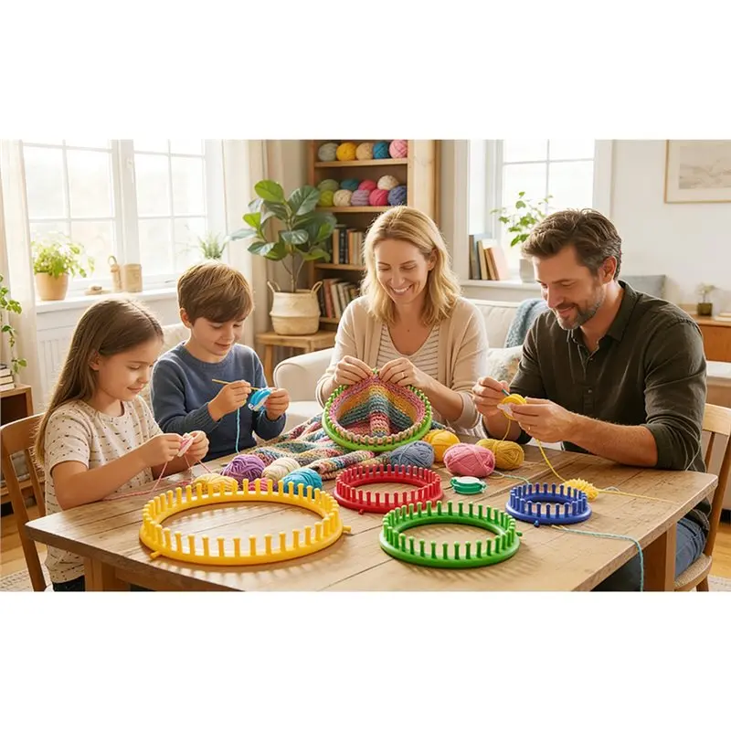 【ALLOWANCE】DIY Tool For Hats Scarves Knitting Loom Kit With Pompom Maker Round For Beginner 4 Sizesneedle Sizes Needle Set