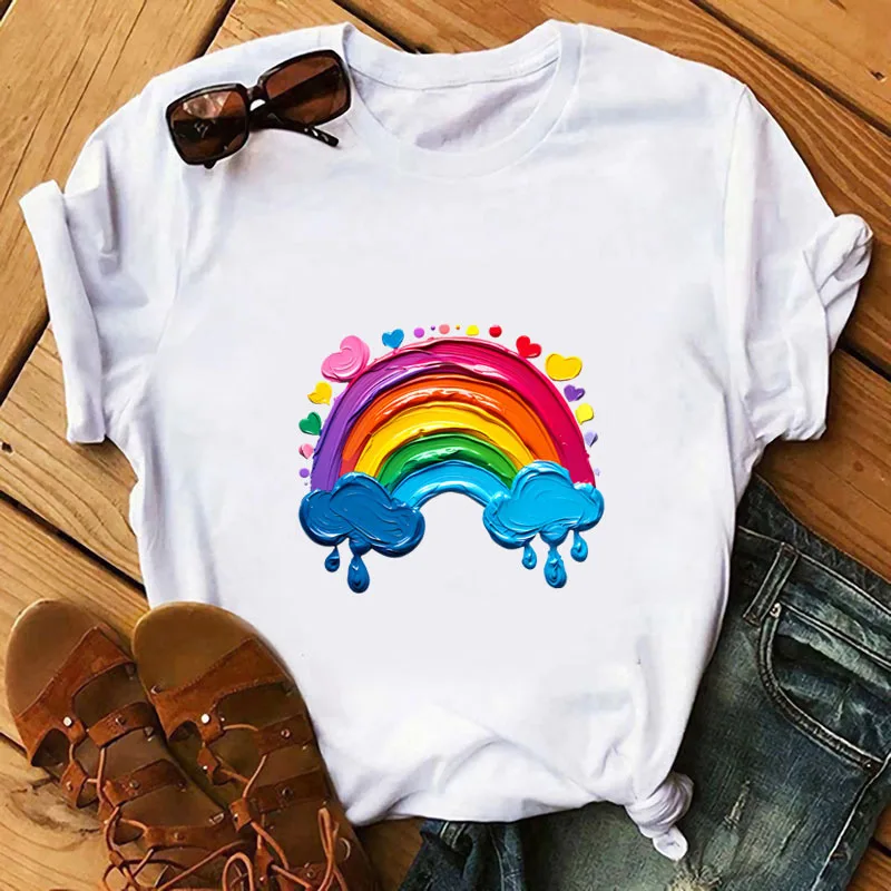 Cartoon Fashion Colorful Rainbow Happy Love Patches Hoodie Heat Transfer For Clothes Thermo Sticker Iron on Vinyl For T-shirt