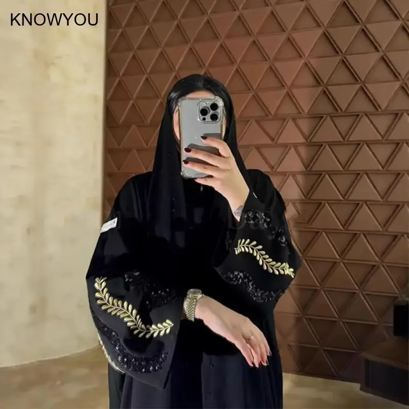 Beading Embroidery Cardigan Ramadan Abayas Morocco Kaftan Vestidos Women Dress Abaya Dubai Eid Muslim Party Largo Arab Long Robe - Image 5