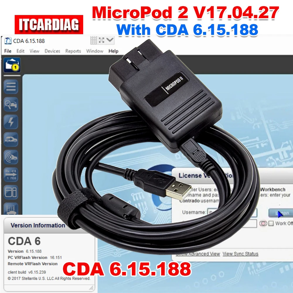 MicroPod 2 CDA6 CDA 6.15.188 MicroPod2 Scanner VIN EDITING for Chrysler for Dodge /Jeep Car Diagnostic Tool For Flash Downloder