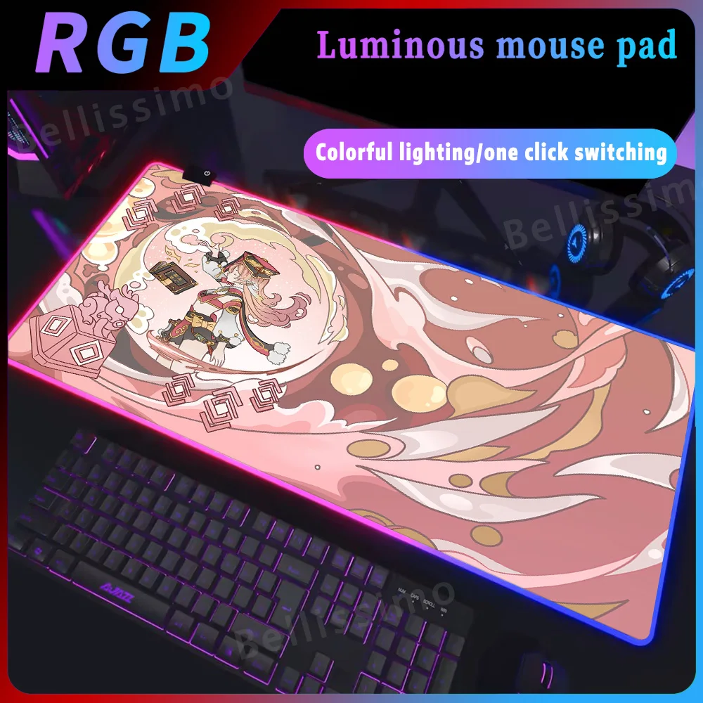 

PC Gaming Accessories Mousepad RGB Genshin Impact Xiao Raiden Mouse Pad Anime Keyboard Pads Laptop E-Sports Deskmat XXL Carpet