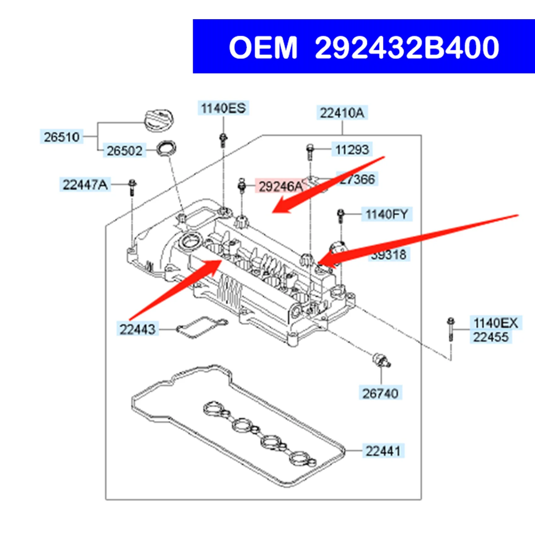 4 szt. Pokrywa silnika śruba mocująca do Hyundai Creta IX25 1.6 do Kia RIO 292432 b400 29243 2 b400 osłona przeciwpyłowa silnika