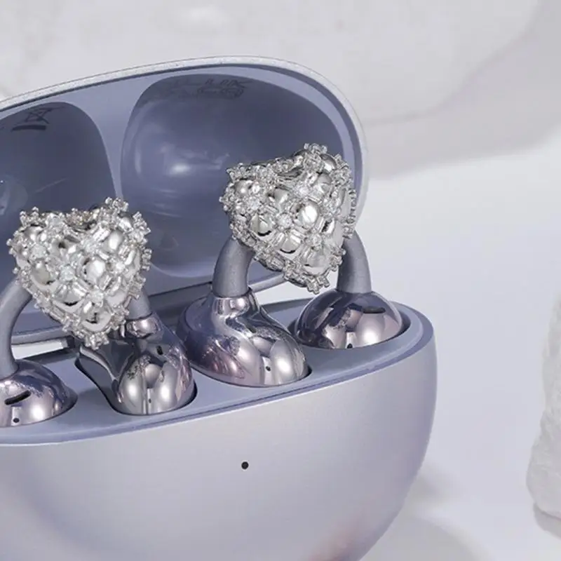 652F Sports Rhinestones Accent Metal Earphone Clip Universal Fit Quick Installation