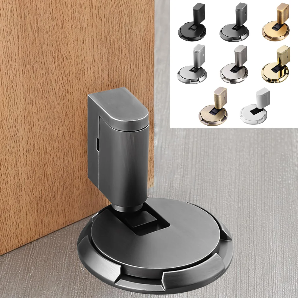 Heavy Duty No Drill Door Stopper Magnetic Door Stopper Windproof Punch-Free Mechanical Silent Floor Door Stop for Bottom of Door